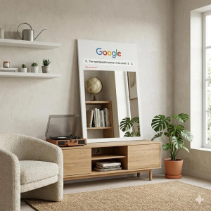 Настенное и напольное декоративное зеркало с изображением поиска Google (Гугл)